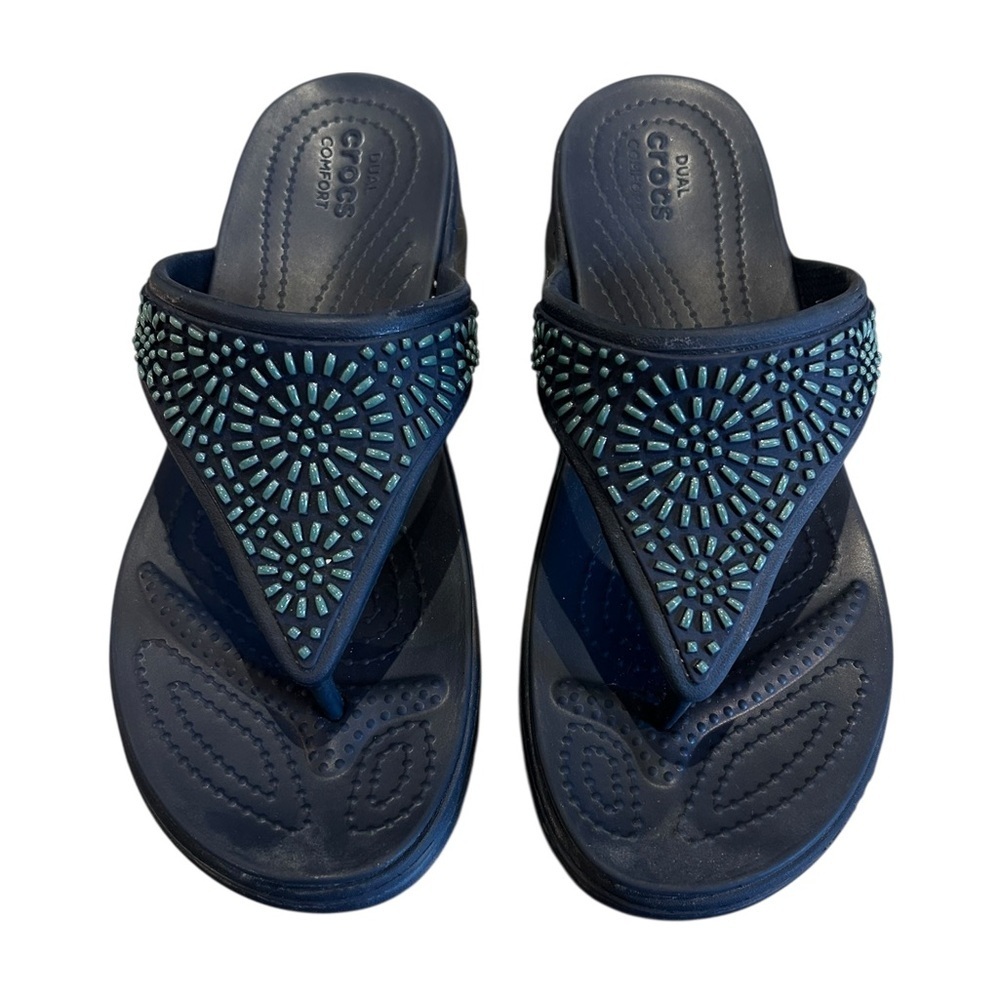 Crocs Monterey Diamante Wedge Flip Sandals
